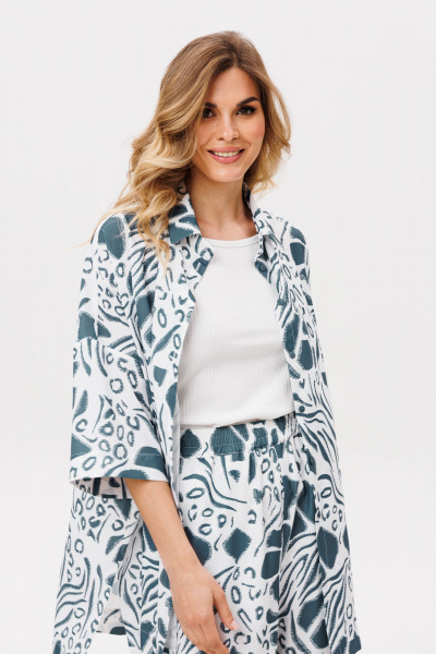 Блуза, брюки EOLA 2858 молочный_синий_принт - фото 9