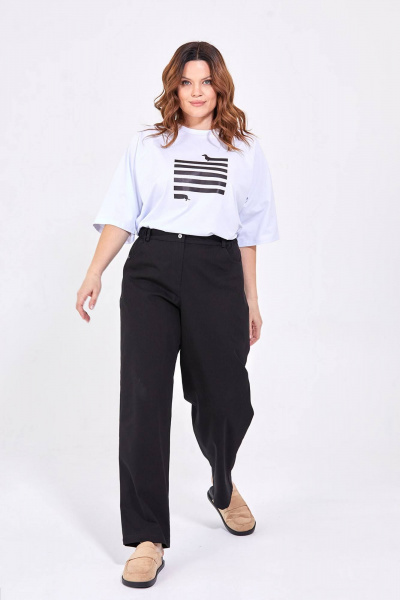 Джемпер oversize спущенные плечи с печатью и неровной линией Rivoli 6036 - фото 2