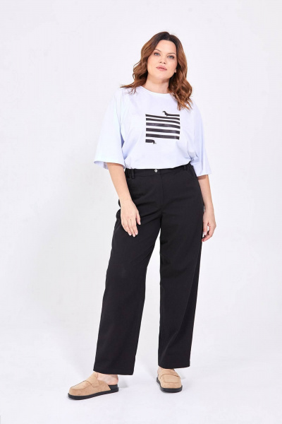 Джемпер oversize спущенные плечи с печатью и неровной линией Rivoli 6036 - фото 1