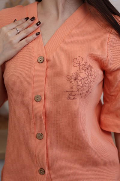 Оранжевая блуза и шорты для дома из трикотажа Купалинка 669200.170-176 коралл - фото 5