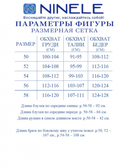 Блуза, брюки Ninele 6050 синий - фото 12