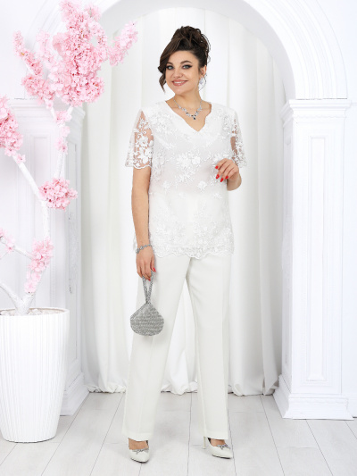 Блуза, брюки, кардиган Ninele 6066 молочный - фото 11