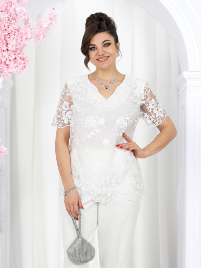 Блуза, брюки, кардиган Ninele 6066 молочный - фото 7