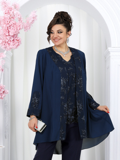 Блуза, брюки, кардиган Ninele 6066 синий - фото 9