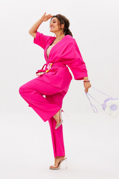 Брюки, кардиган Anelli 1597 малиновый_щербет - фото 17