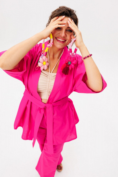 Брюки, кардиган Anelli 1597 малиновый_щербет - фото 11