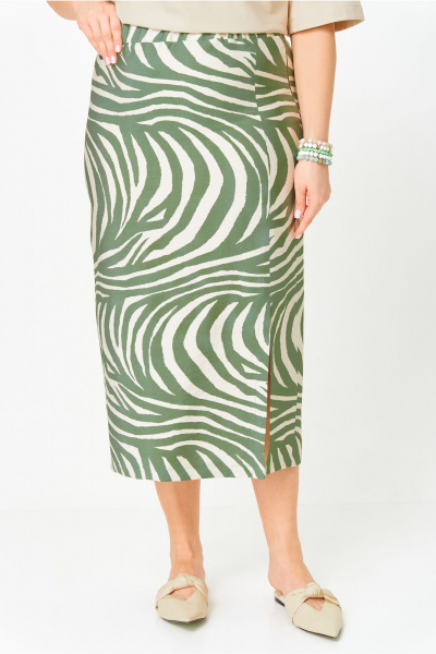 Юбка OVERYOU М201/1 оливково-кремовый - фото 9