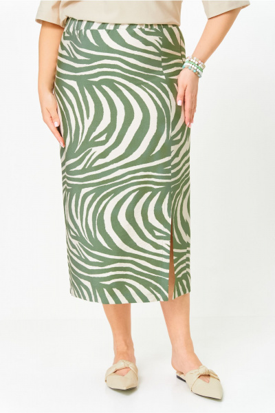 Юбка OVERYOU М201/1 оливково-кремовый - фото 5