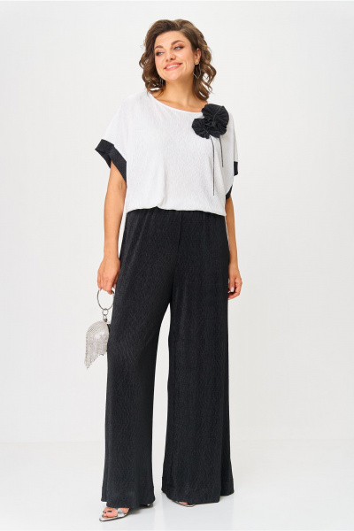 Блуза, брюки Michel chic 1423 черный-белый - фото 9