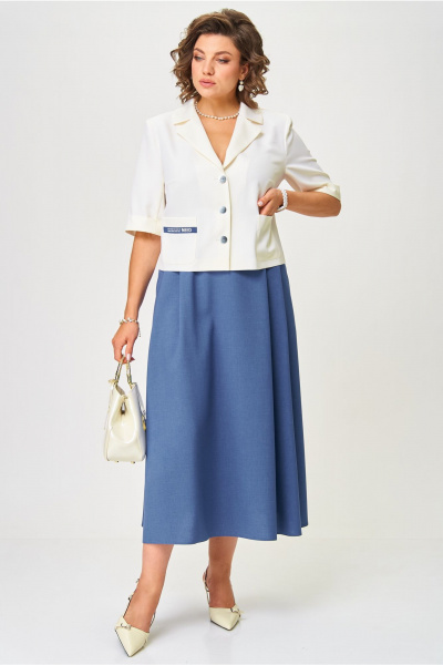 Жакет, юбка Aira Style 24123 молочно-синий - фото 18