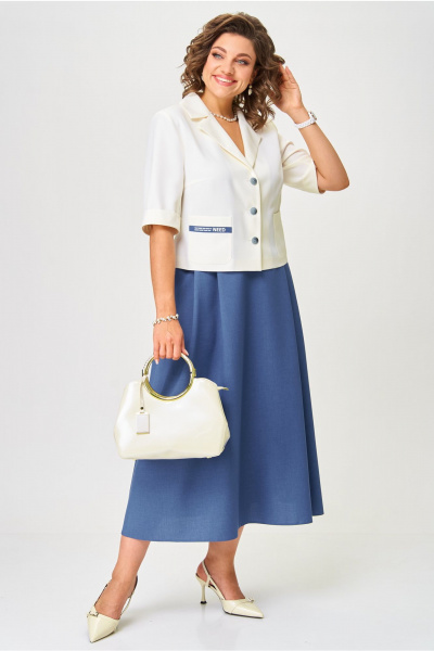 Жакет, юбка Aira Style 24123 молочно-синий - фото 16