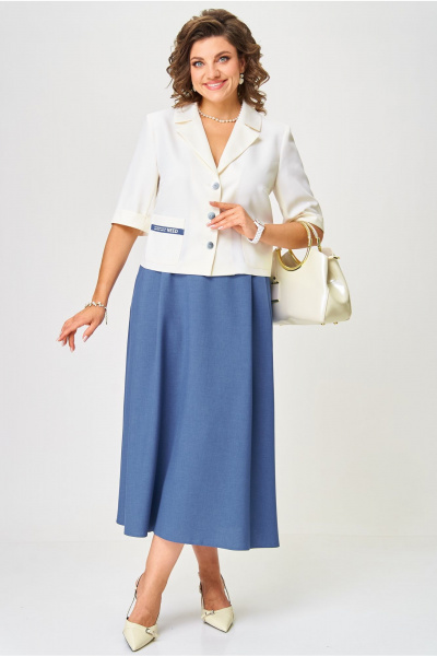 Жакет, юбка Aira Style 24123 молочно-синий - фото 1