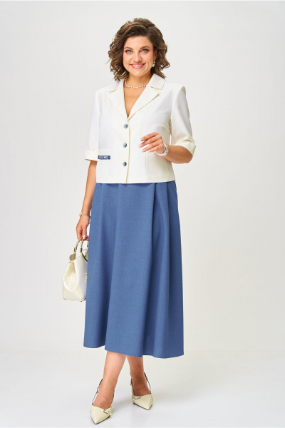 Жакет, юбка Aira Style 24123 молочно-синий - фото 7