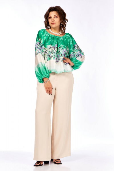 Блуза Ольга Стиль С-881 цветы - фото 9