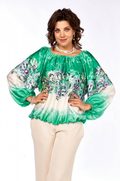 Блуза Ольга Стиль С-881 цветы - фото 1