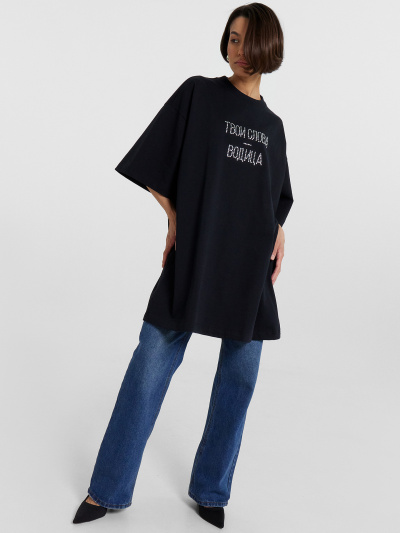 Футболка Mark Formelle 112949/24-33319П-0 черный_печать_1сл_аппликация_из_страз_полочка_1сл_Т - фото 3