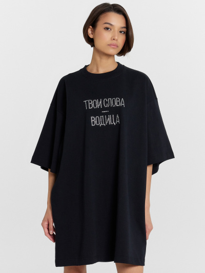 Футболка Mark Formelle 112949/24-33319П-0 черный_печать_1сл_аппликация_из_страз_полочка_1сл_Т - фото 2