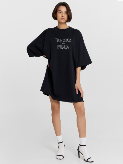 Футболка Mark Formelle 112949/24-33319П-0 черный_печать_1сл_аппликация_из_страз_полочка_1сл_Т - фото 4