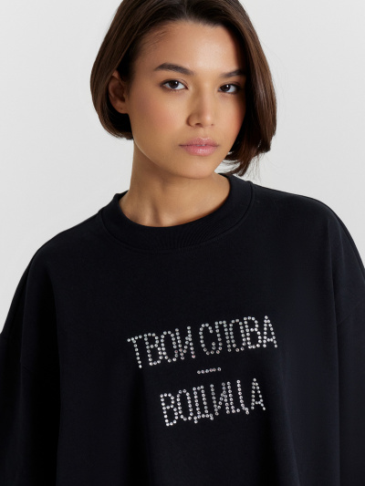 Футболка Mark Formelle 112949/24-33319П-0 черный_печать_1сл_аппликация_из_страз_полочка_1сл_Т - фото 5