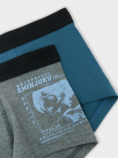 Трусы Mark Formelle 411188-2/25-5144П-5 серый_меланж_4348_F_морская_волна_печать_2_сл_1тр_ - фото 6