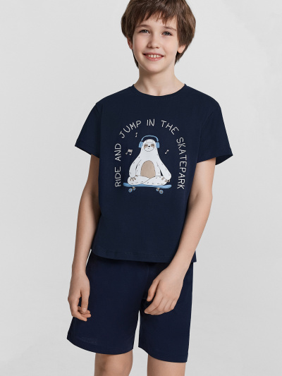 Футболка, шорты Mark Formelle 563322-1/24-32078ПП-0 т.синий_печать_Печать - фото 1