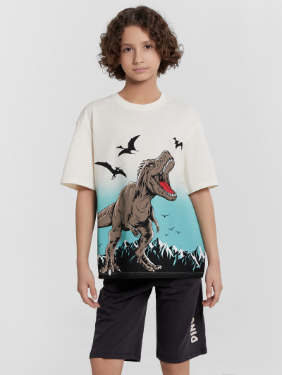 Футболка, шорты Mark Formelle 563327/24-30791ПП-0 молочный_обсидиан_печать_3_сл_на_пол - фото 2