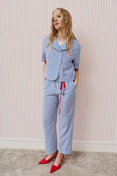 Брюки, жакет Lokka 1652 голубой/белая_полоска - фото 3