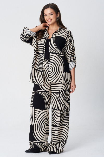 Блуза, брюки LeNata 20513 черно-бежевый - фото 7