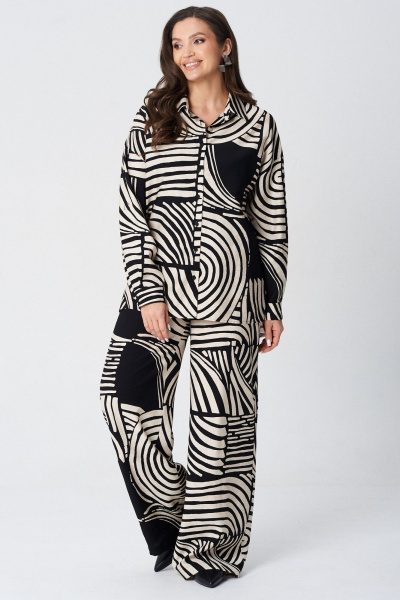 Блуза, брюки LeNata 20513 черно-бежевый - фото 1