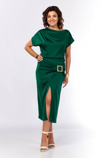Платье Ольга Стиль С-902 зеленая_бутылка - фото 13