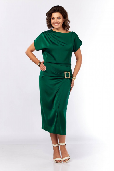 Платье Ольга Стиль С-902 зеленая_бутылка - фото 11