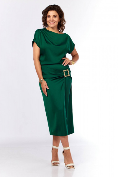 Платье Ольга Стиль С-902 зеленая_бутылка - фото 9