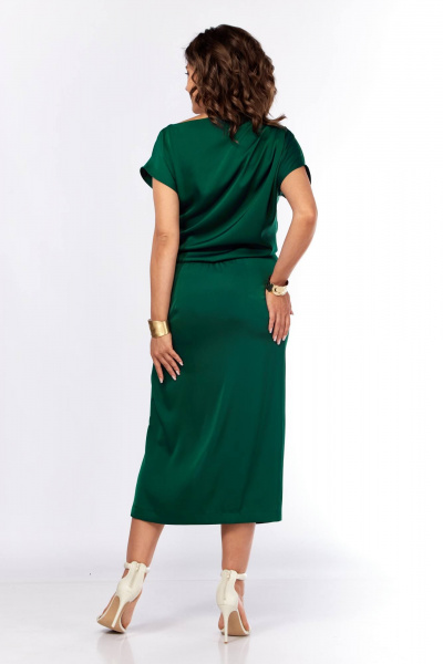 Платье Ольга Стиль С-902 зеленая_бутылка - фото 7