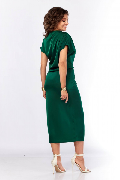 Платье Ольга Стиль С-902 зеленая_бутылка - фото 5