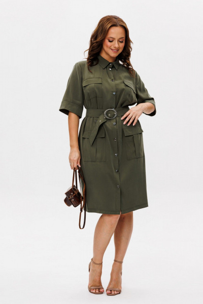 Платье Anelli 1612 оливка - фото 15