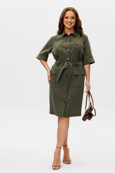 Платье Anelli 1612 оливка - фото 1