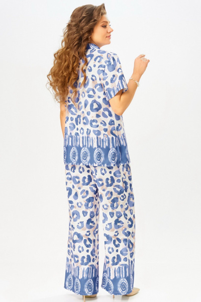 Блуза, брюки Fita 3081 бежево-синий - фото 17