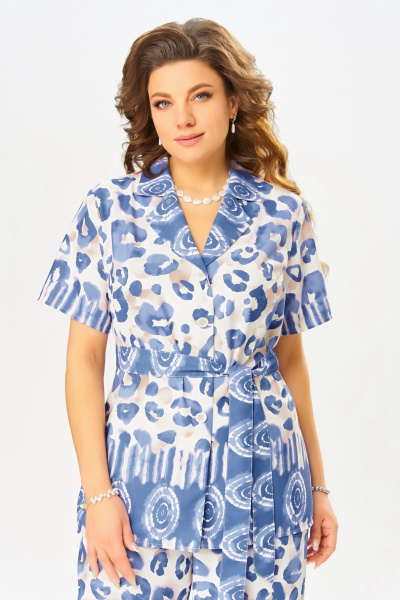 Блуза, брюки Fita 3081 бежево-синий - фото 15