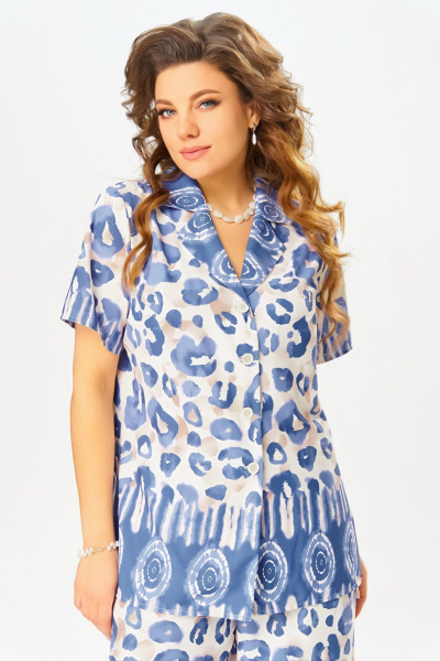 Блуза, брюки Fita 3081 бежево-синий - фото 13