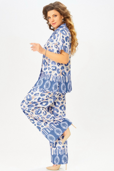 Блуза, брюки Fita 3081 бежево-синий - фото 9