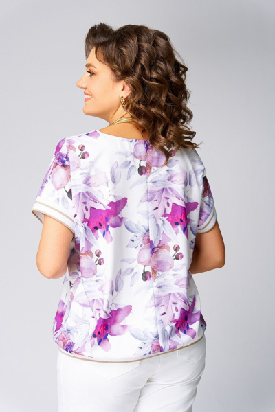 Блуза Swallow 839.2 молочный/лилово-серые_лилии - фото 7