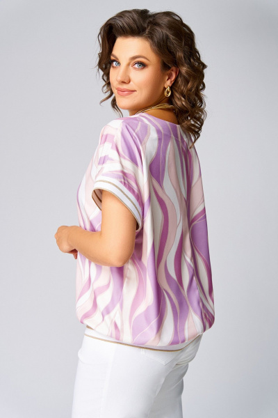 Блуза Swallow 839.3 лилово-бежевые_разводы - фото 13