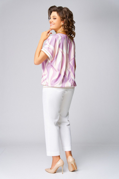 Блуза Swallow 839.3 лилово-бежевые_разводы - фото 9