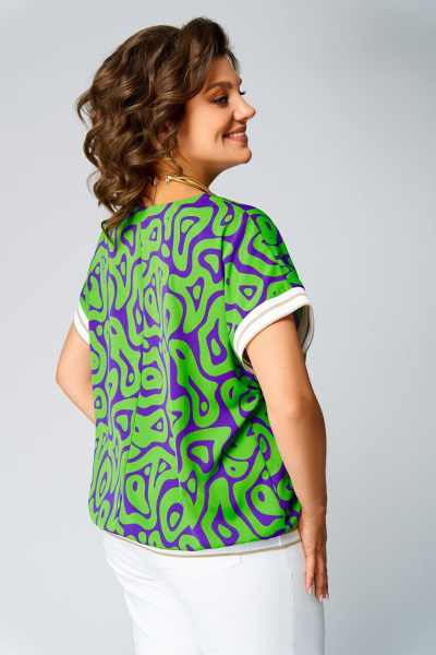 Блуза Swallow 839.5 салатово-фиолетовый_принт - фото 19