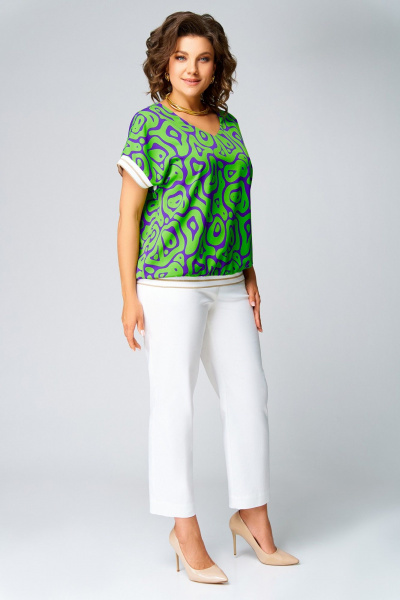 Блуза Swallow 839.5 салатово-фиолетовый_принт - фото 13