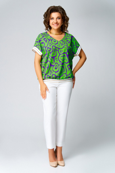 Блуза Swallow 839.5 салатово-фиолетовый_принт - фото 11