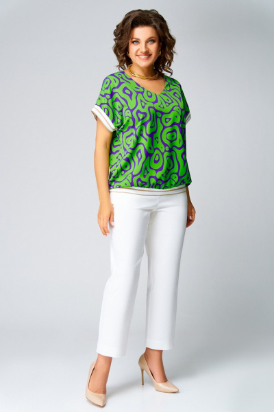 Блуза Swallow 839.5 салатово-фиолетовый_принт - фото 9