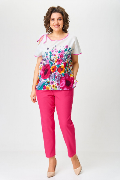 Блуза Andina city 5031-25 белый-фуксия - фото 11
