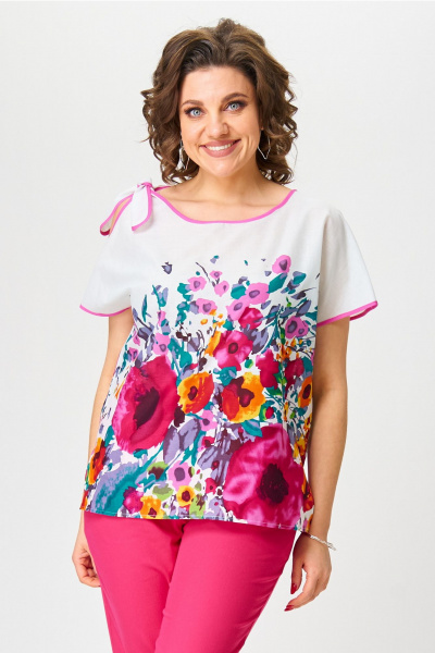 Блуза Andina city 5031-25 белый-фуксия - фото 9