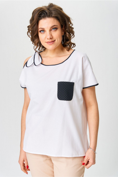Блуза Andina city 5031-25 белый-черный - фото 7